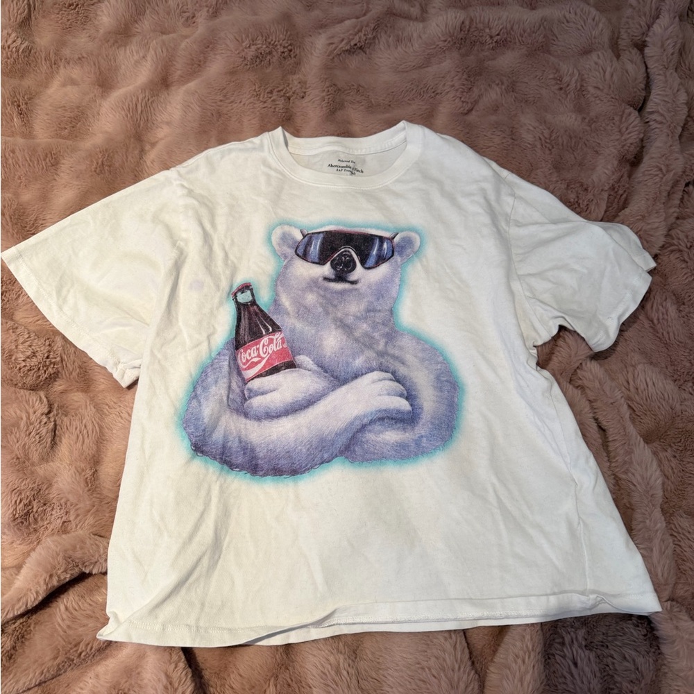 Abercrombie & Fitch White Tee with Polar Bear Graphic